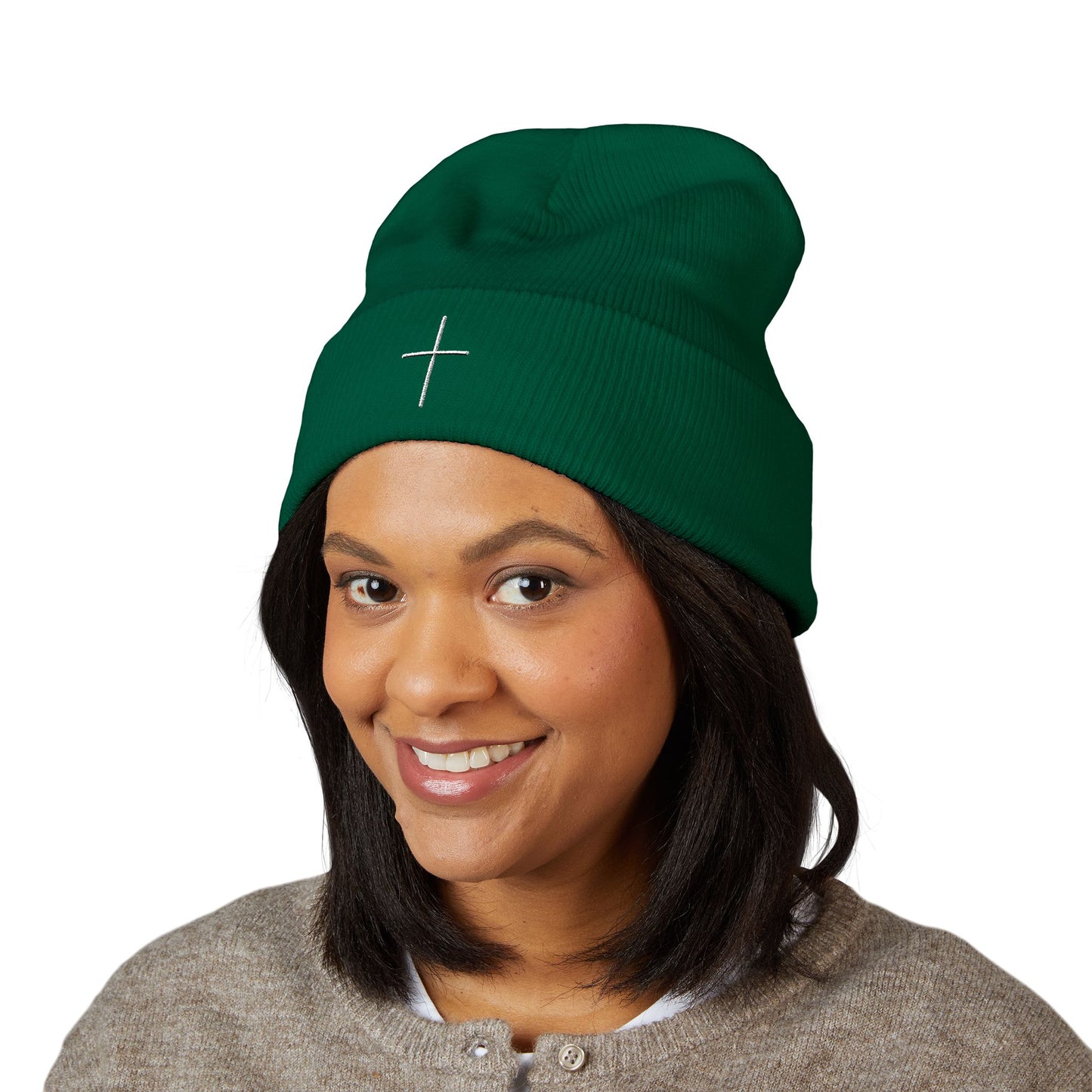 Embroidered Cross Beanie — Psalm Sundays