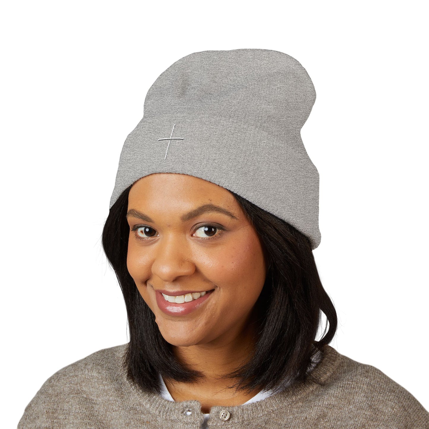 Embroidered Cross Beanie — Psalm Sundays