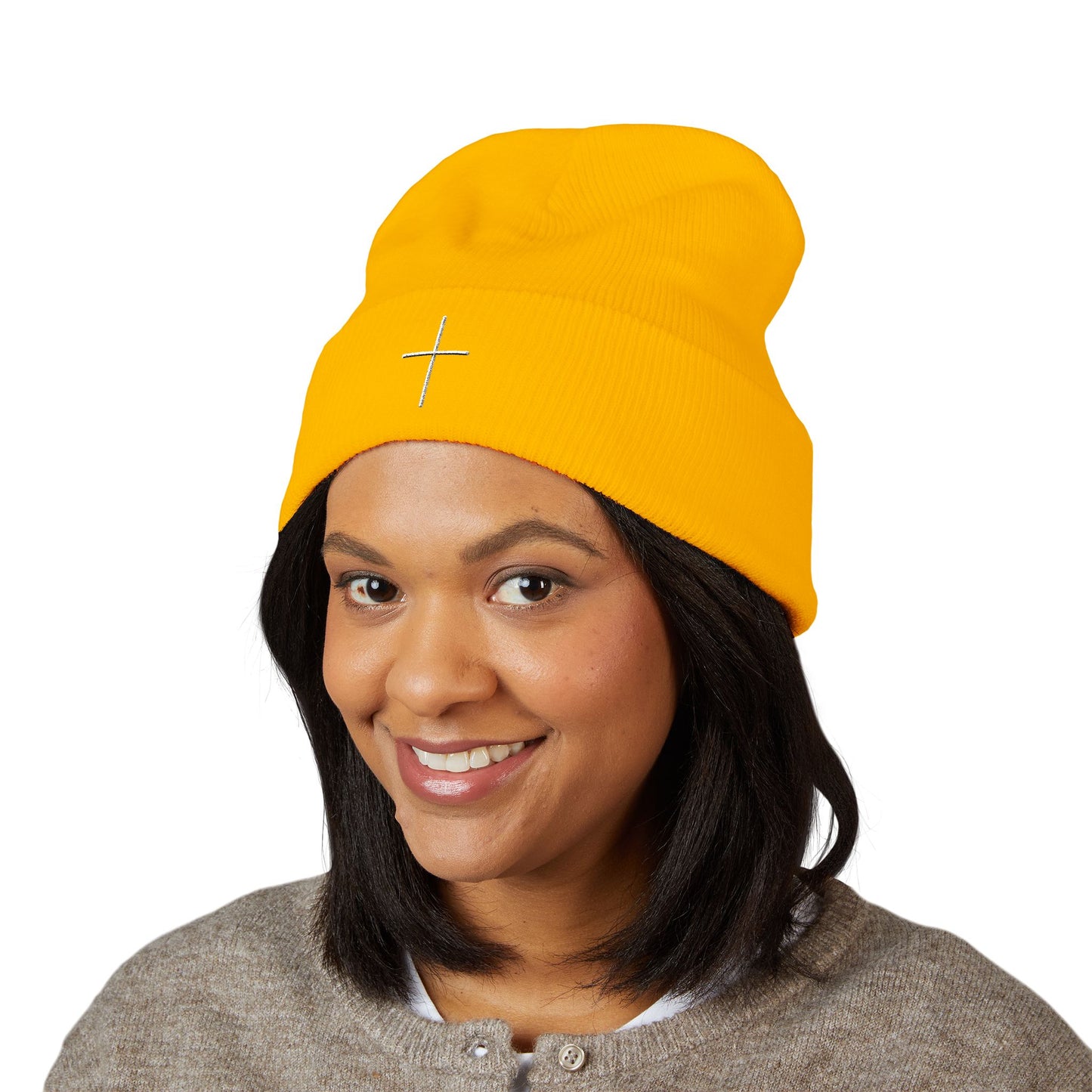 Embroidered Cross Beanie — Psalm Sundays