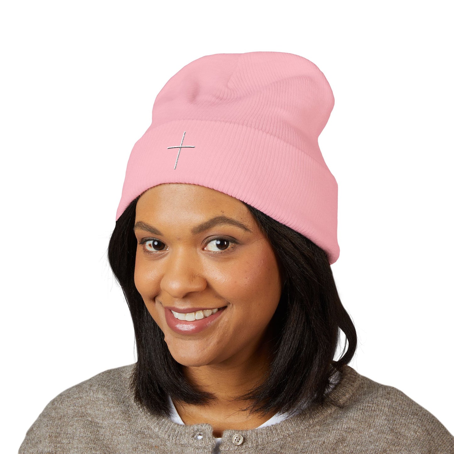 Embroidered Cross Beanie — Psalm Sundays